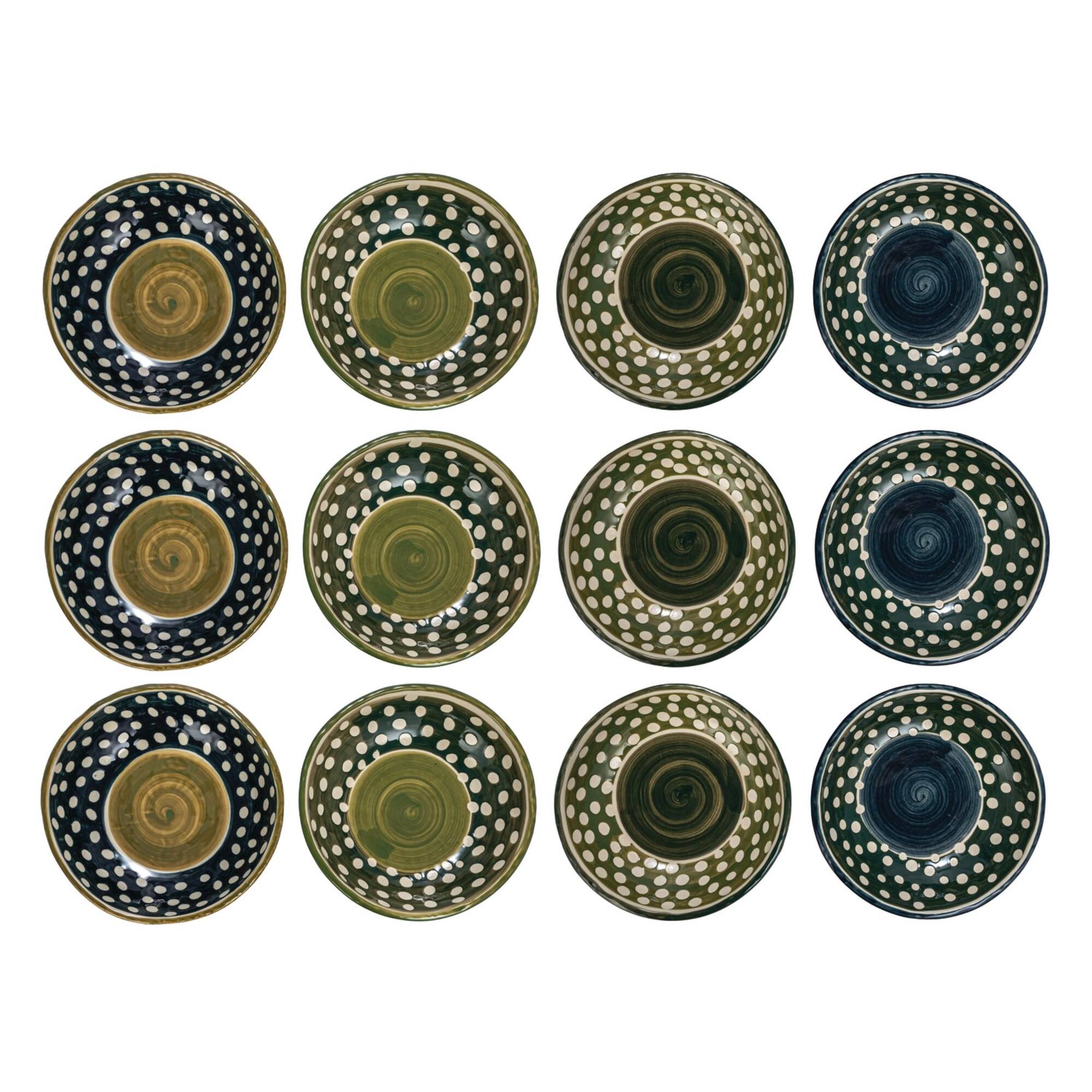Hello Honey® 7" Polka Dot & Swirl Stoneware Bowl, 12ct.